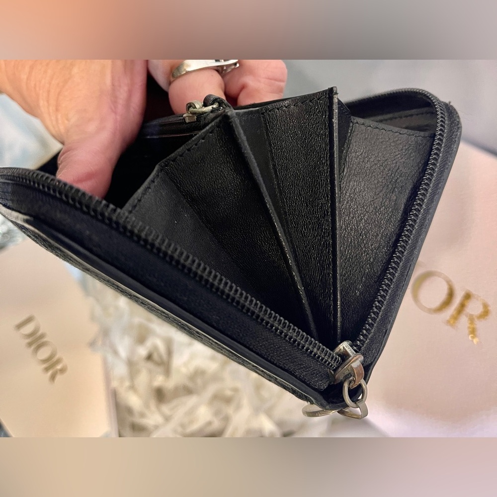 Dior Long Zip-around Monogram Wallet Canvas/Leather Piping & PebbledDior GiftBox - Picture 7 of 15